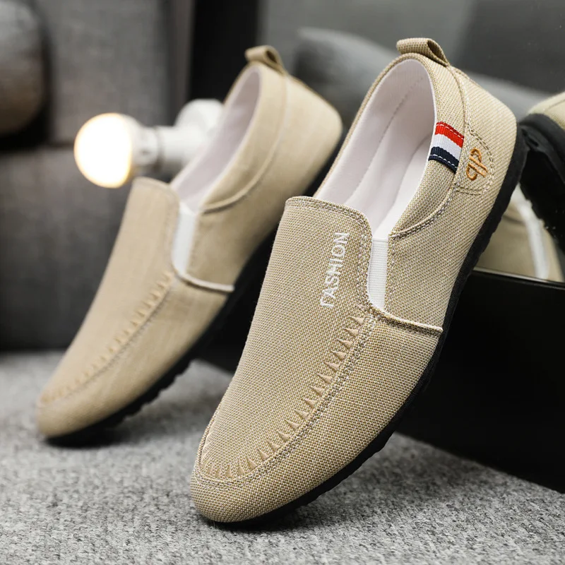 Men Loafers Fashion Trend Leisure Versatile Breathable Canvas Shoes