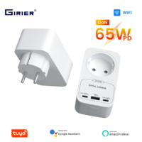 GIRIER Tuya Smart Plug WiFi GaN Fast Charger 65W with Fast Charging USB-A Type-C Ports EU/UK/US/FR Plug Support Hey Google Alexa