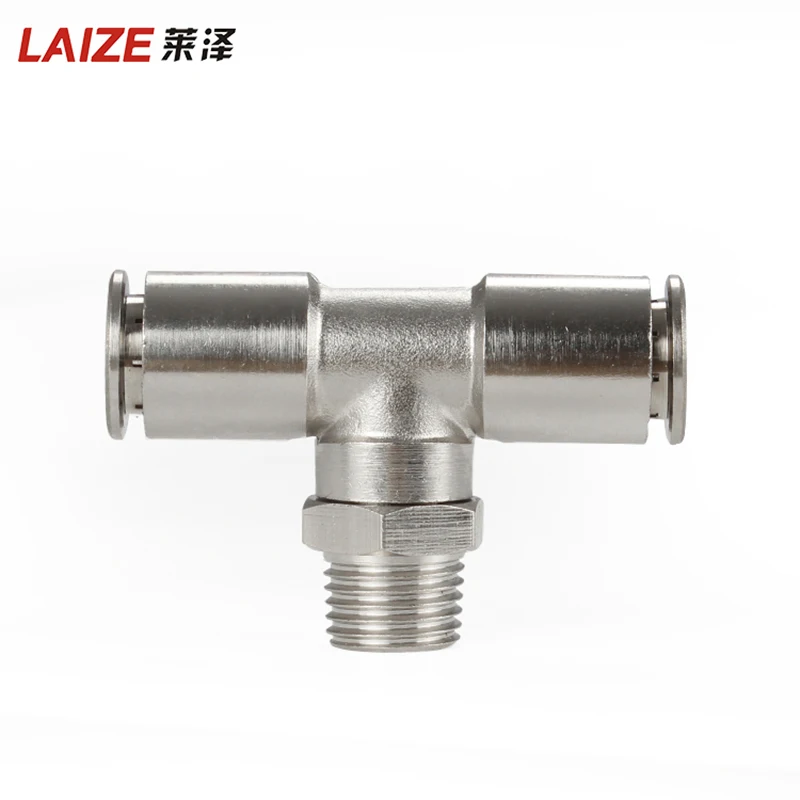 Air Fitting Copper Plated Nickel PB External Thread Tee High Temperature High Pressure Resistant T Attachment