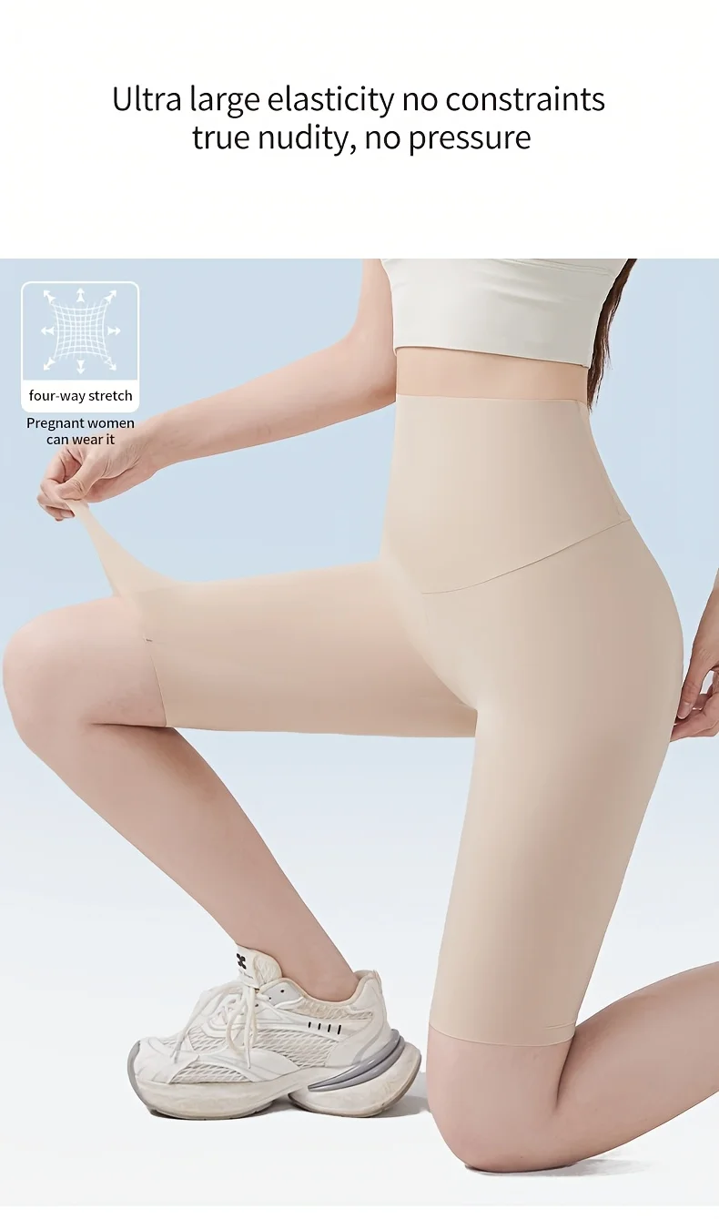 Ultradünne Sommer-Sicherheitsshorts für Damen, Übergröße, hohe Taille, elastisch, unter dem Rock, Eisseide, nahtlose Boxershorts, Unterwäsche – Detail 4