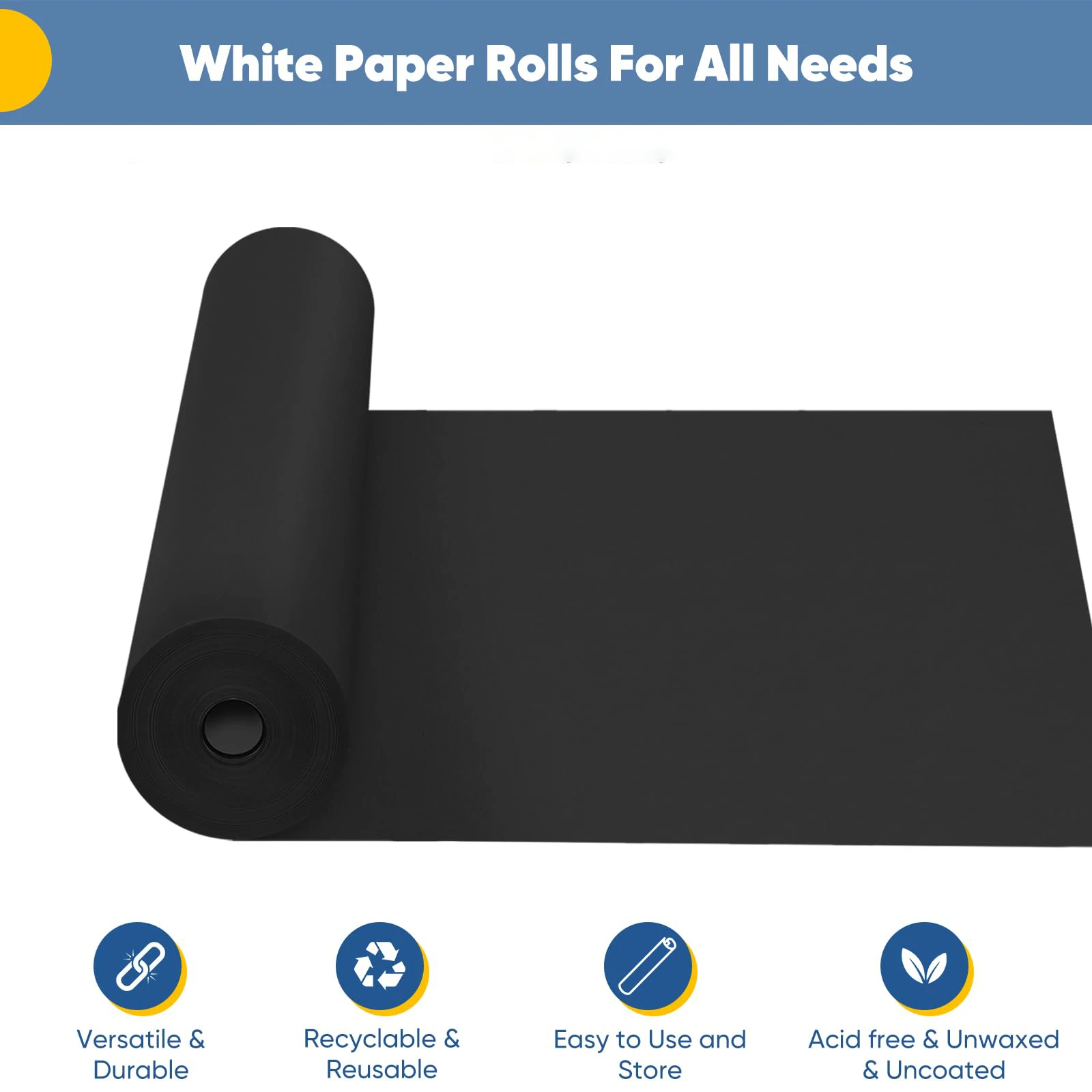 Rolo de papel kraft preto para embrulho, embalagem em movimento, ambiental, pintura, bricolage, flores e presentes