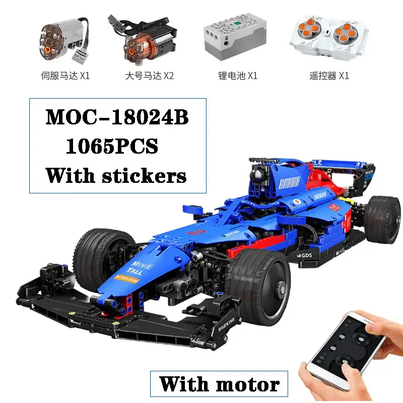 

Classic MOC-18024B Building Block F1 Racing Remote Control Sports Car Assembly Toy Model 1065PCS Birthday Christmas Toy Gift