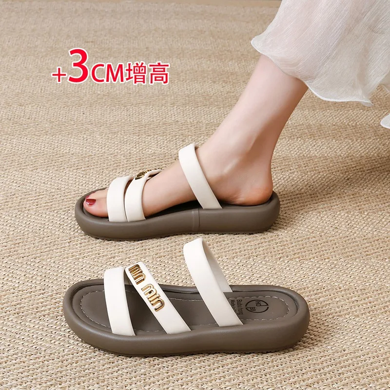 Elegant All Match One Strap Slippers For Women, Summer New Minimalist Fairy Style Casual Soft Sole Outdoor Slides
