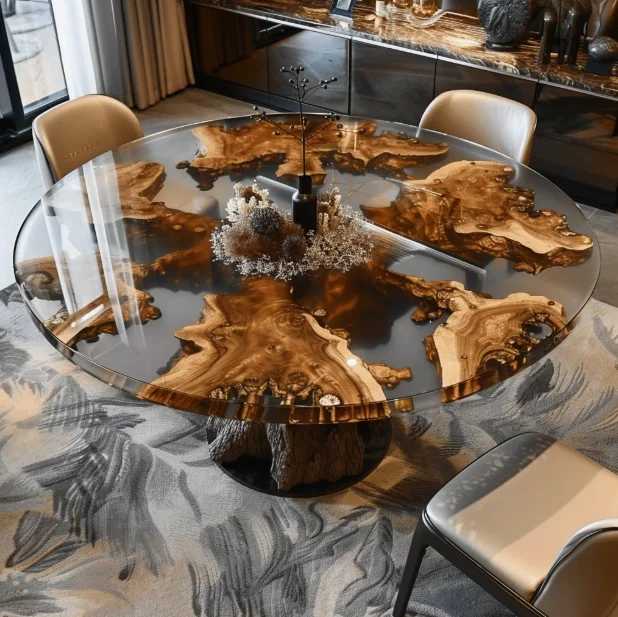 Restaurant River Epoxy Factory Direct Solid Walnut Coffee Cafe Dining Table