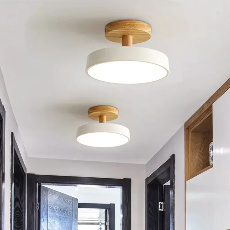 

Modern LED Ceiling Lamp for Living Room Bedroom Restaurant Wood Round Macaron Ceiling Lights Indoor Home Minimalist Lighting