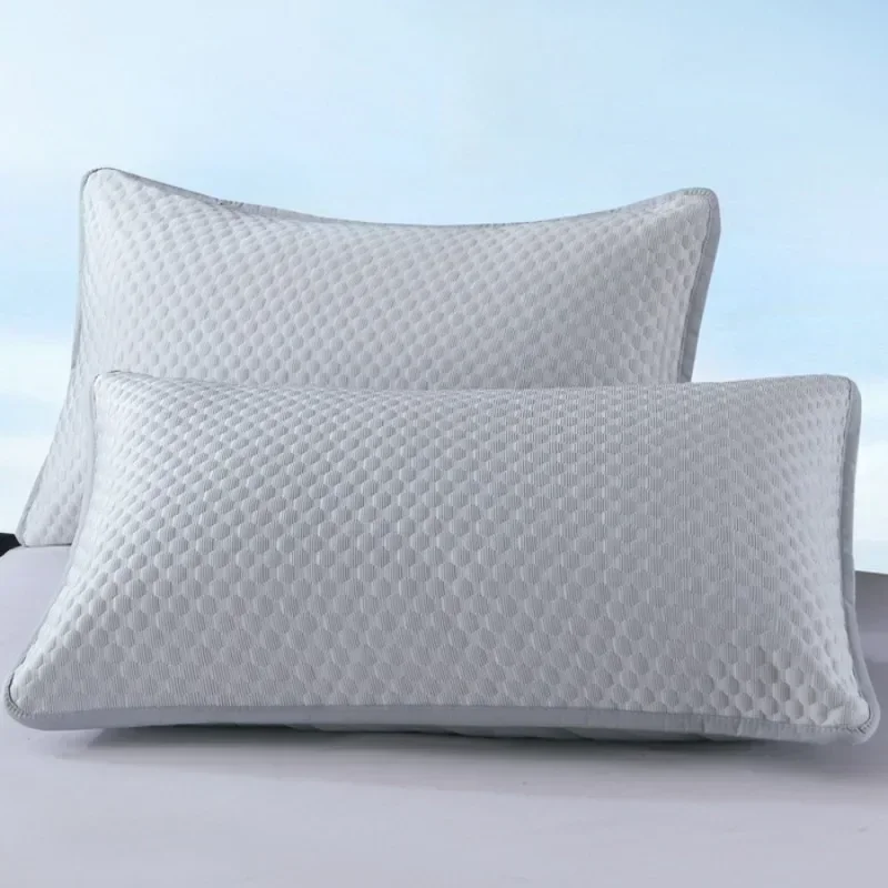 Cooling Summer Ice Silk Pillowcase Solid Color Ice Bean Pillowcase Cool Air Conditioning Cover Washable（No Pillow）48x74cm
