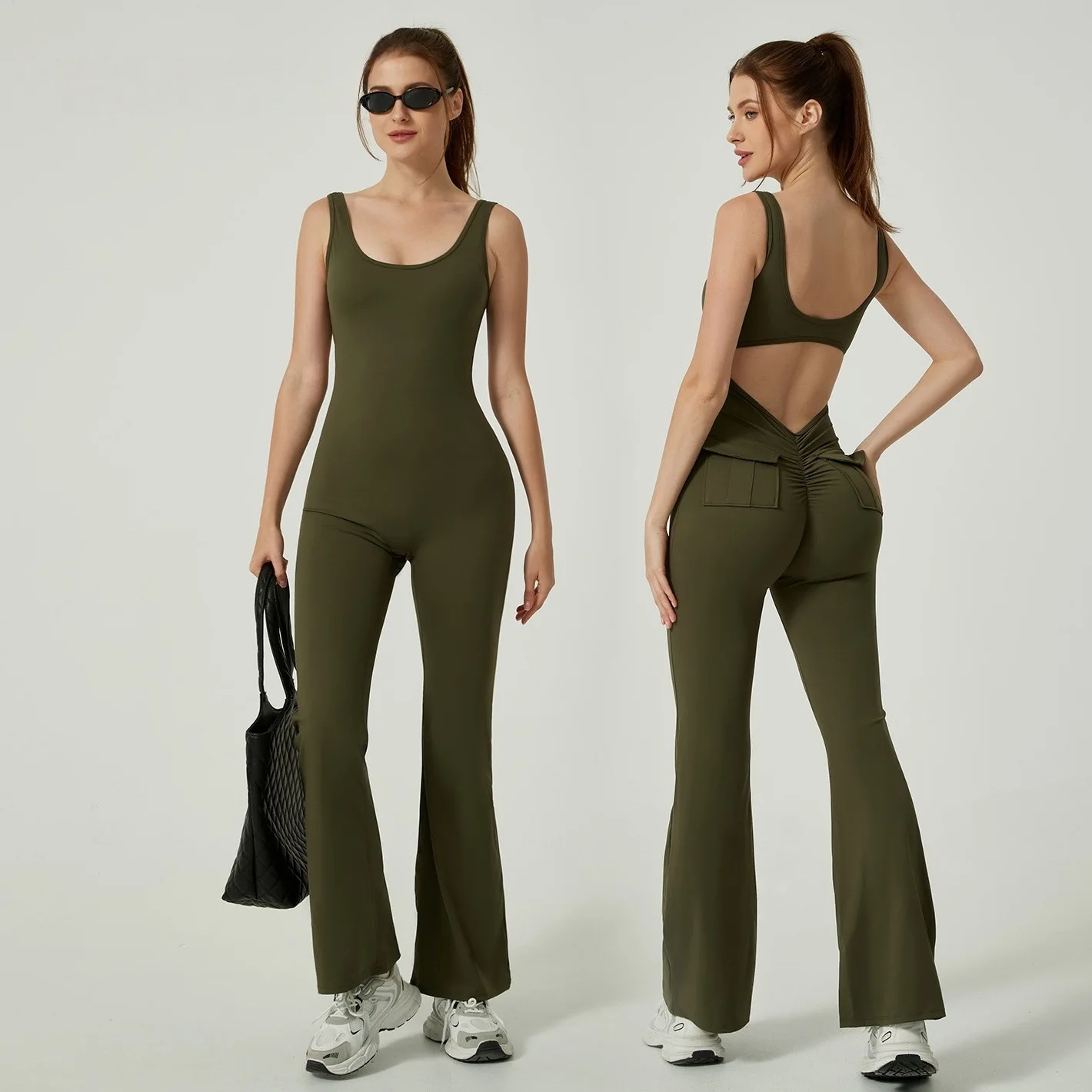 

Mermaid Curve Quick Dry Micro-flare Yoga Jumpsuit All-in-one Slim Abdomen Hip Lifting Sports Fitness Clothing Women'GYM Clothing