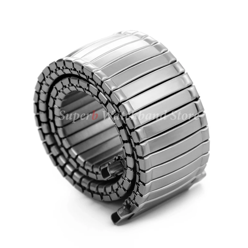 Correa de reloj de acero inoxidable, correa elástica de ancho ajustable, 10-14mm, 16-23mm de expansión, accesorios de pulsera plateados para hombres y mujeres