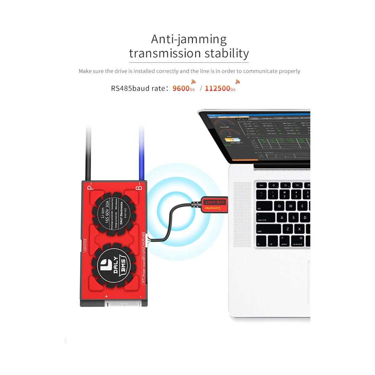 BMS โพรโทคอลการสื่อสาร USB- UART กับพีซีสำหรับแบตเตอรี่ Li-ion NCM LTO 4s ถึง32S Daly Smart BMS UART