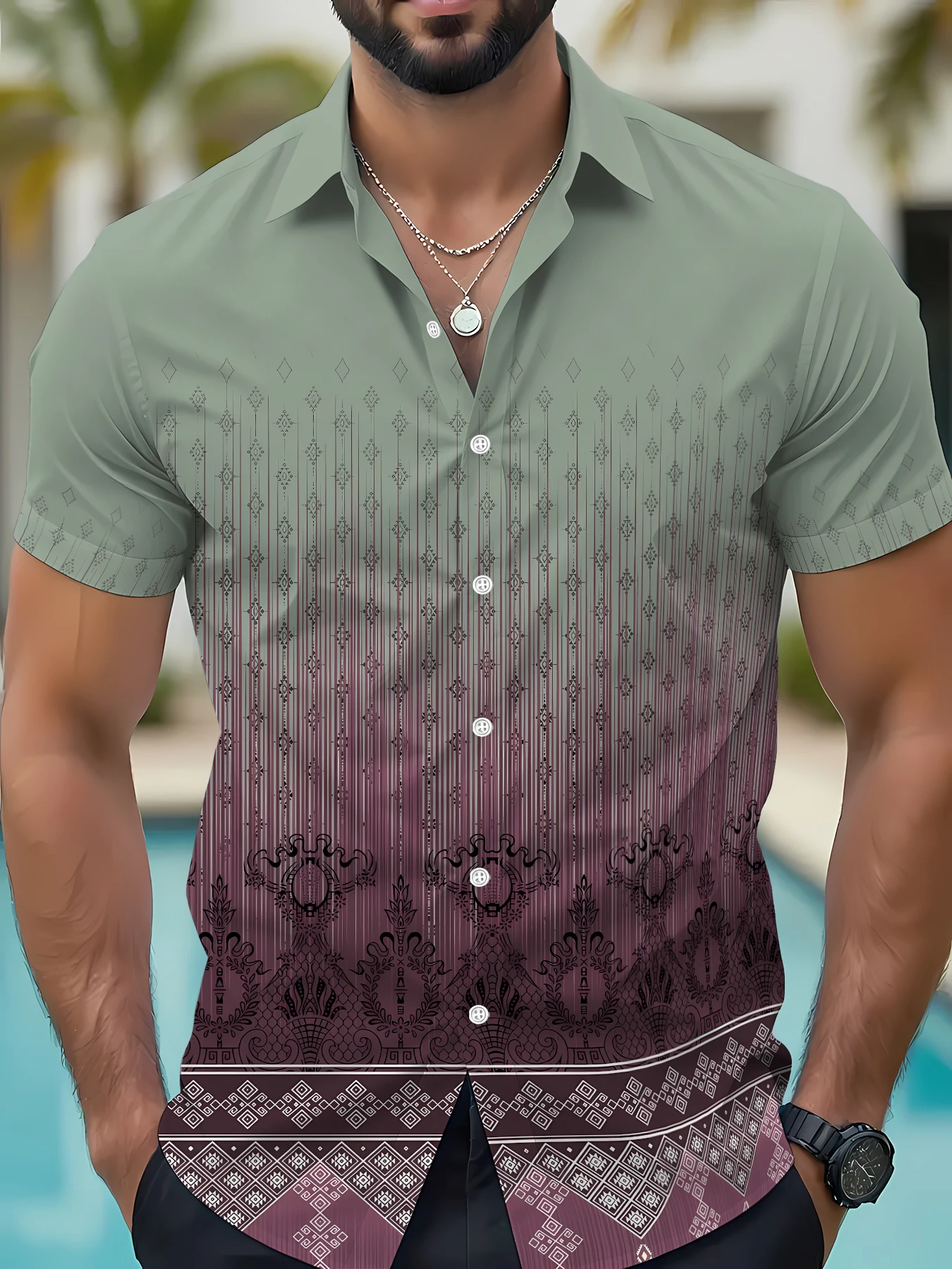 2026 Summer Men's Shirt - 3D Printed Design Breathable and Sweat-Wicking Casual and Fashionable Men's Clothing