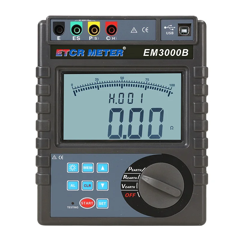 

EM3000B 4-Pole Wenner Method Soil Resistivity Tester with Alarm Function for Construction Earth Soil Resistivity Tester