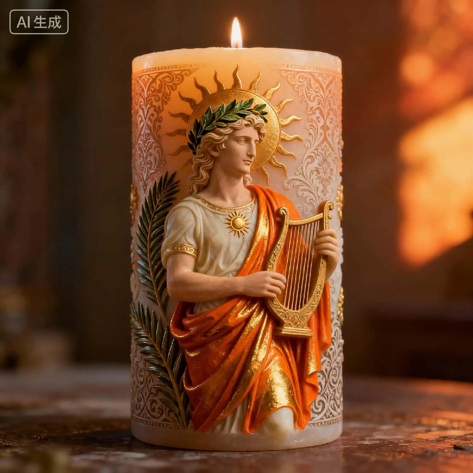 Ancient Greek Mythology Candle Silicone Mold Apollo Laurel Poet Harp Relief Aromatherapy Mold Sun God Classical Art Candle Handmade Mold