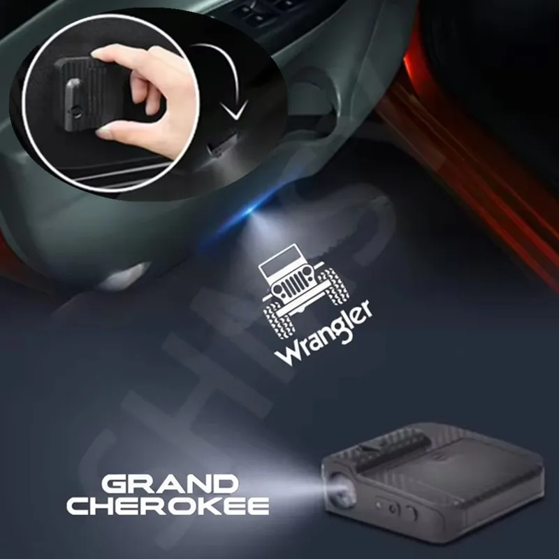 2 Stück LED-Autotür-Logo-Willkommenslicht-Projektorlampen Zubehör für Grand Cherokee Wrangler JK JL TJ Gladiator Compass Renegade – Detail 1
