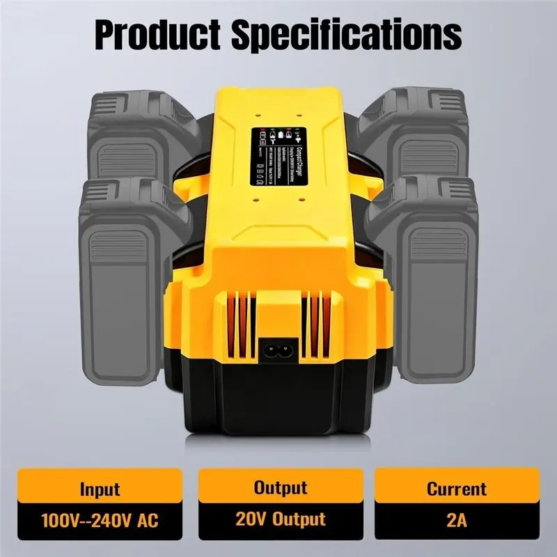 4-Port Fast Battery For 20V 60V Max Lithium Batteries DCB200 DCB204 DCB206 DCB606 DCB609 US Plug