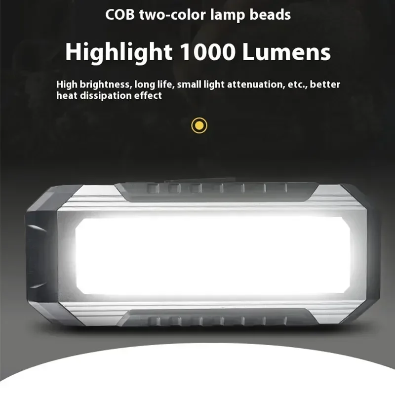 Lanterna LED impermeável com ímã, luz de trabalho portátil COB, lanternas multimodo, lanterna de acampamento, 4000mAh, 18650