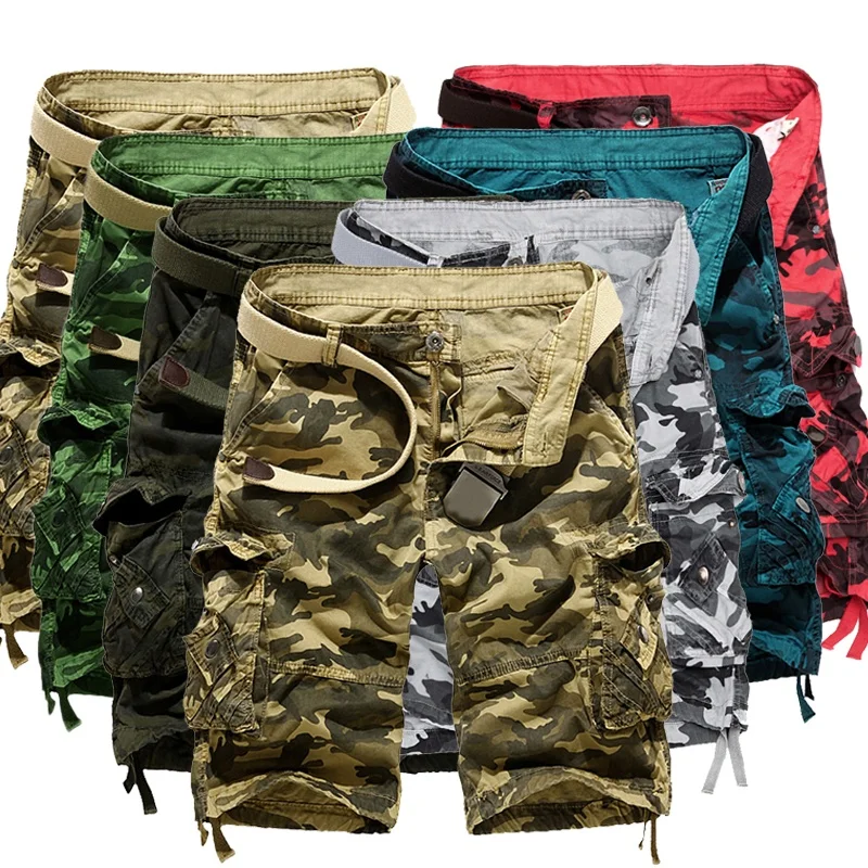 

New Mens Casual Pant Slim Fit Mens Cargo Shorts Men Camouflage Military Tactical Multi-Pocket Short Trousers