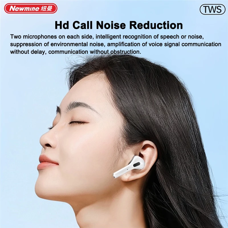 Newmine T3 Bluetooth 5.3 Earphones Touch Control Wireless Headphone Active Noise Cancellation HiFi Stereo Sport Headset