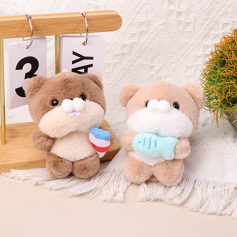 Cartoon Plush Otter Doll Toy Cute Soft Stuffed Animal Beaver Doll Keychain Lovely Backpack Pendant For Kid Girl Gifts