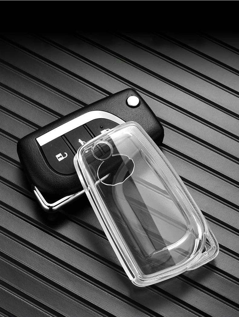 Custodia Per Chiave Auto In TPU Compatibile Con Toyota Scion Tc Camry Rav4 Corolla 4Runner - 3 Pulsanti, Nero - 2