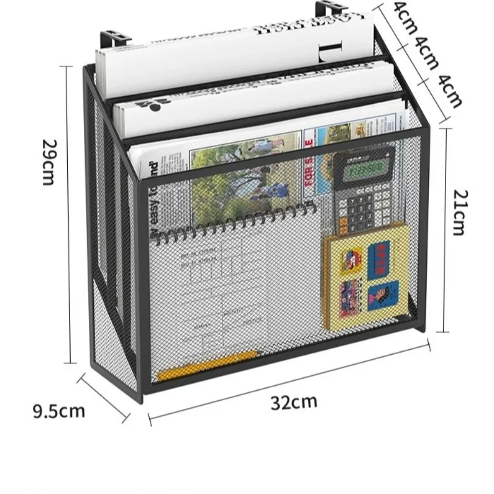 رف تخزين مجلد معدني متين متعدد الطبقات شبكي للوازم المكتبية، رف تنظيم أشتات قابلة للتعديل، حامل كتب منظم #6