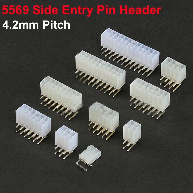 

5569 5557 4.2mm Pitch Cable Jumper Wire Connector Side Entry Pin Header Curved Needle 2 To 24Pin Shell Male Terminal Available