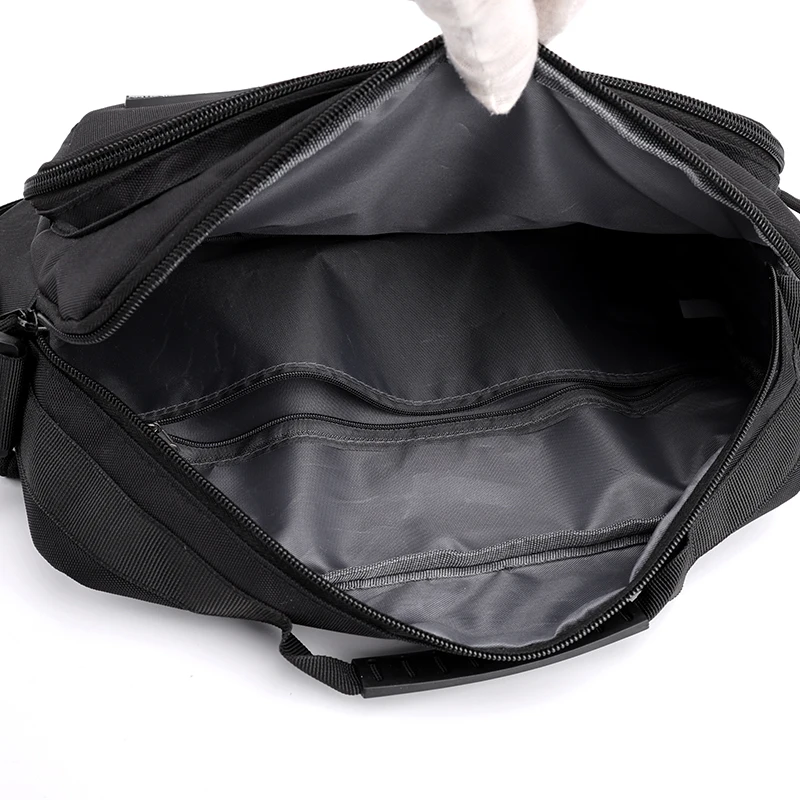 Anti-Theft Men Business Briefcase Waterproof Nylon Shoulder Bag Multi-Zipper Pockets Messenger for Office Travel Work