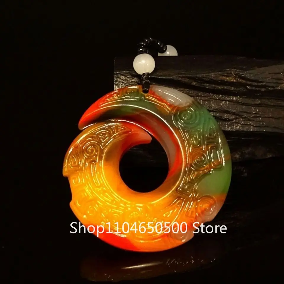 

Hetian Colored Jade Comes and Goes Safety Buckle Jade Necklace