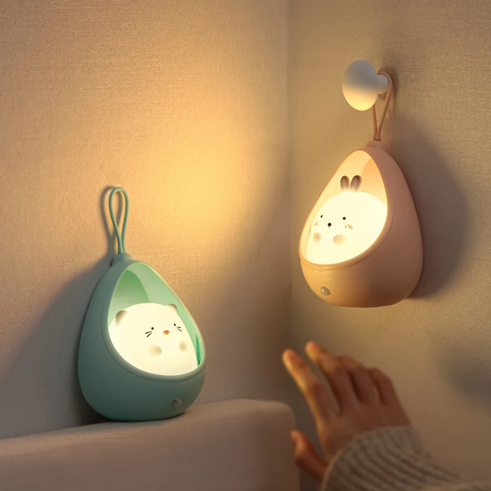 Creative Cute Rabbit Night Light Human Body Induction Intelligent Light Portable Personalized Hanging Light