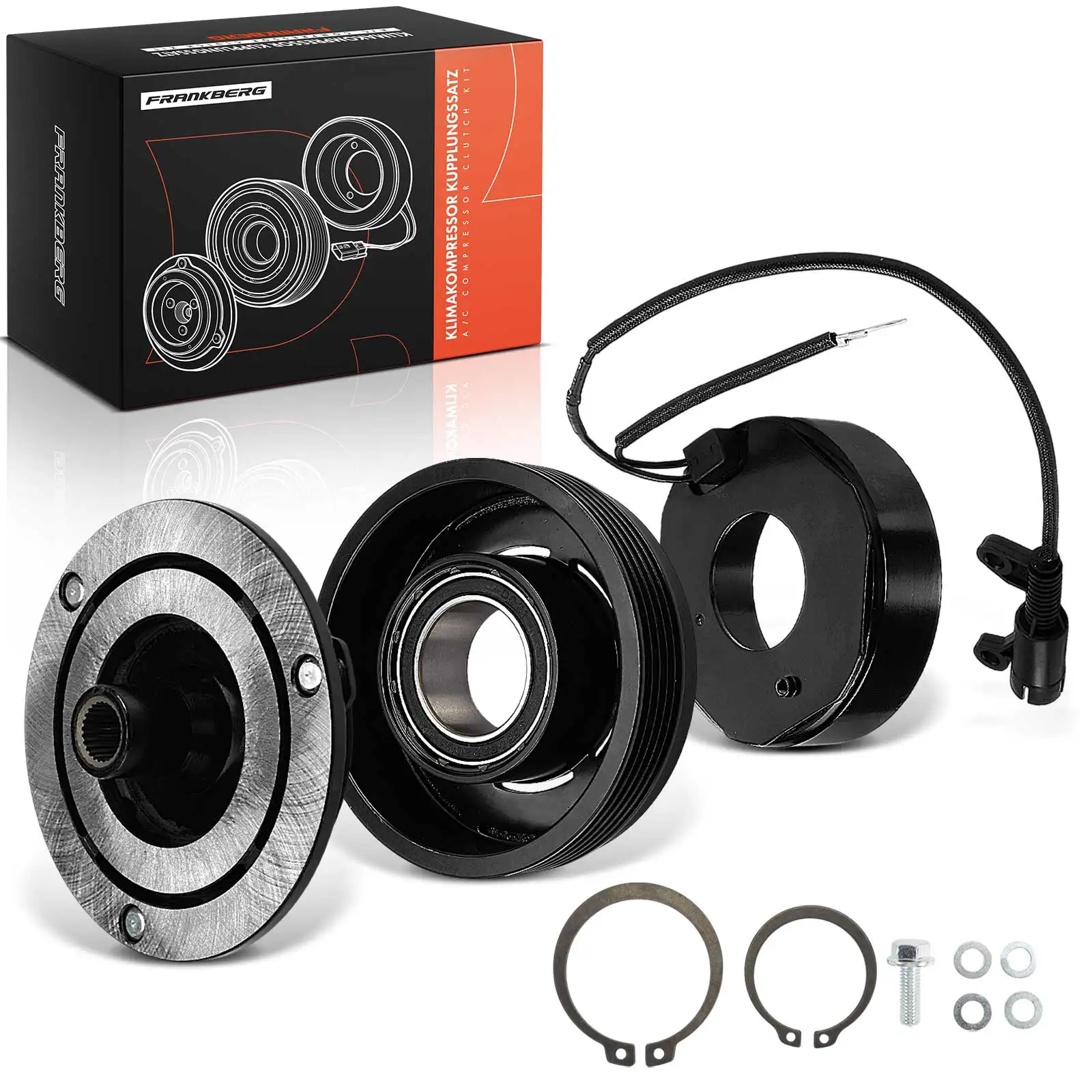 Frankberg 1x magnetische koppeling voor airconditioningcompressor voor BMW 3-serie E46, 3-serie Compact, 3-serie, 5-serie E39, 7-serie E38, X5 E53, Z8 E52 1995–2007 64526911340