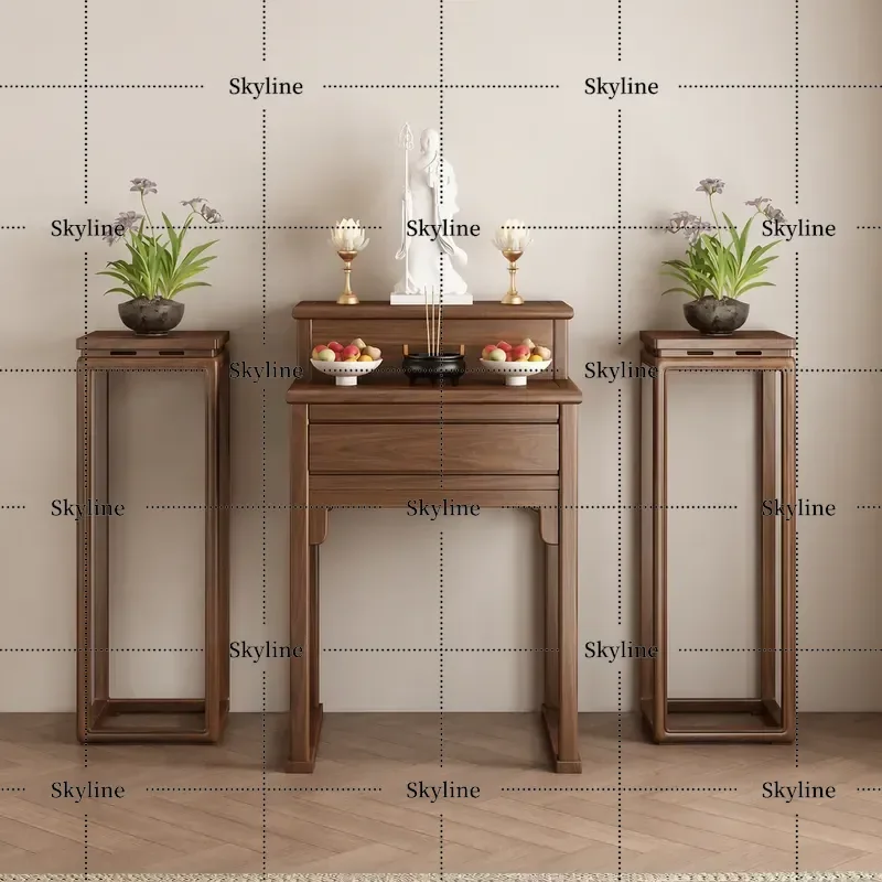 New Chinese Style Aesthetics Guanyin Bodhisattva God of Wealth Ancestor Offering Platform Solid Wood Household Buddha Hall