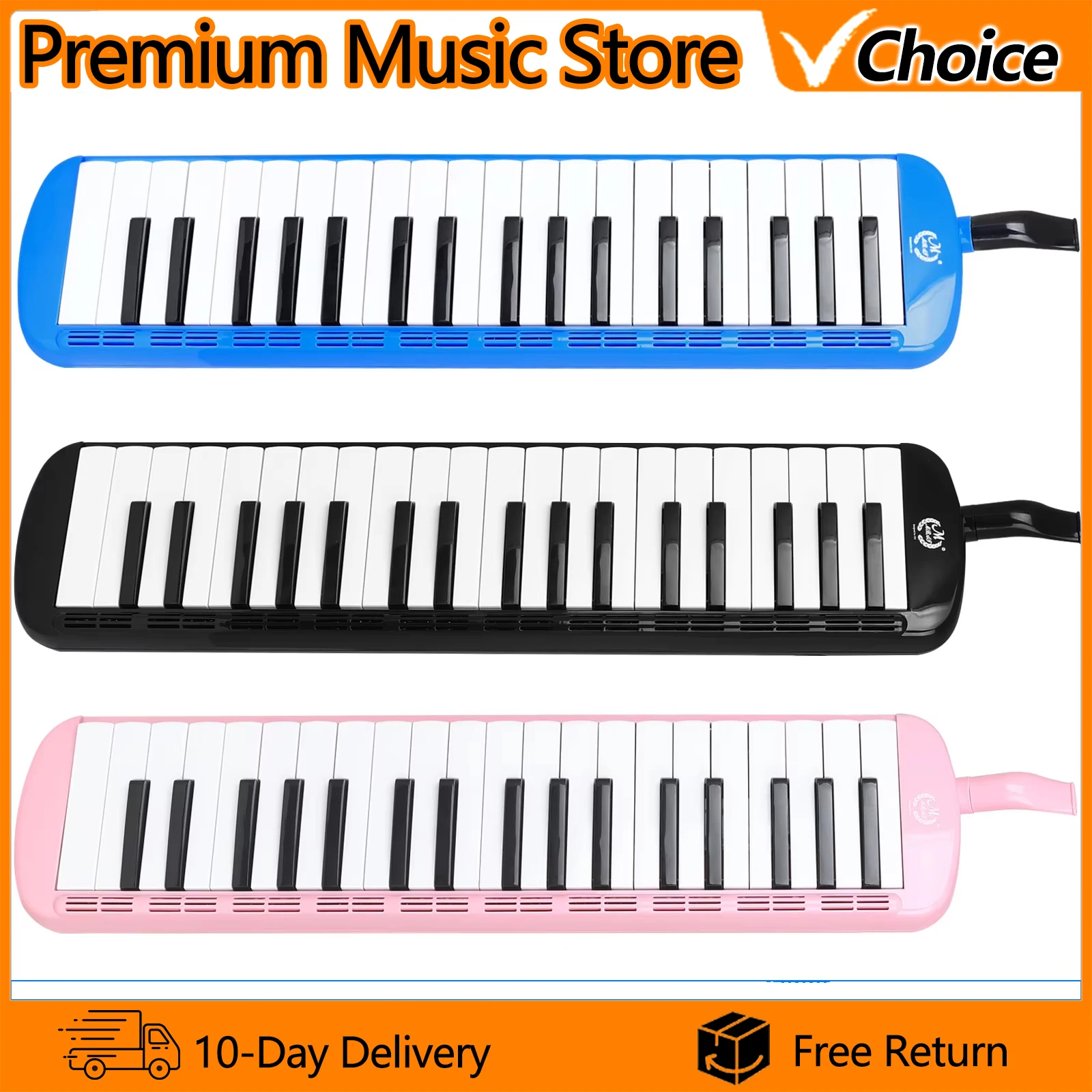 M MBAT 37-Key Melodica ABS Resin Body Piano Keyboard Mouth Organ Harmonica with EVA Case for Beginners Students Performance