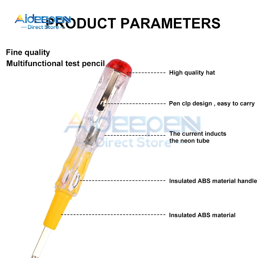 10Pcs New Portable LED Voltage 100-500V Test Pen Tester Flat Screwdriver Socket Detector Screw Driver Repair Electrician Tools