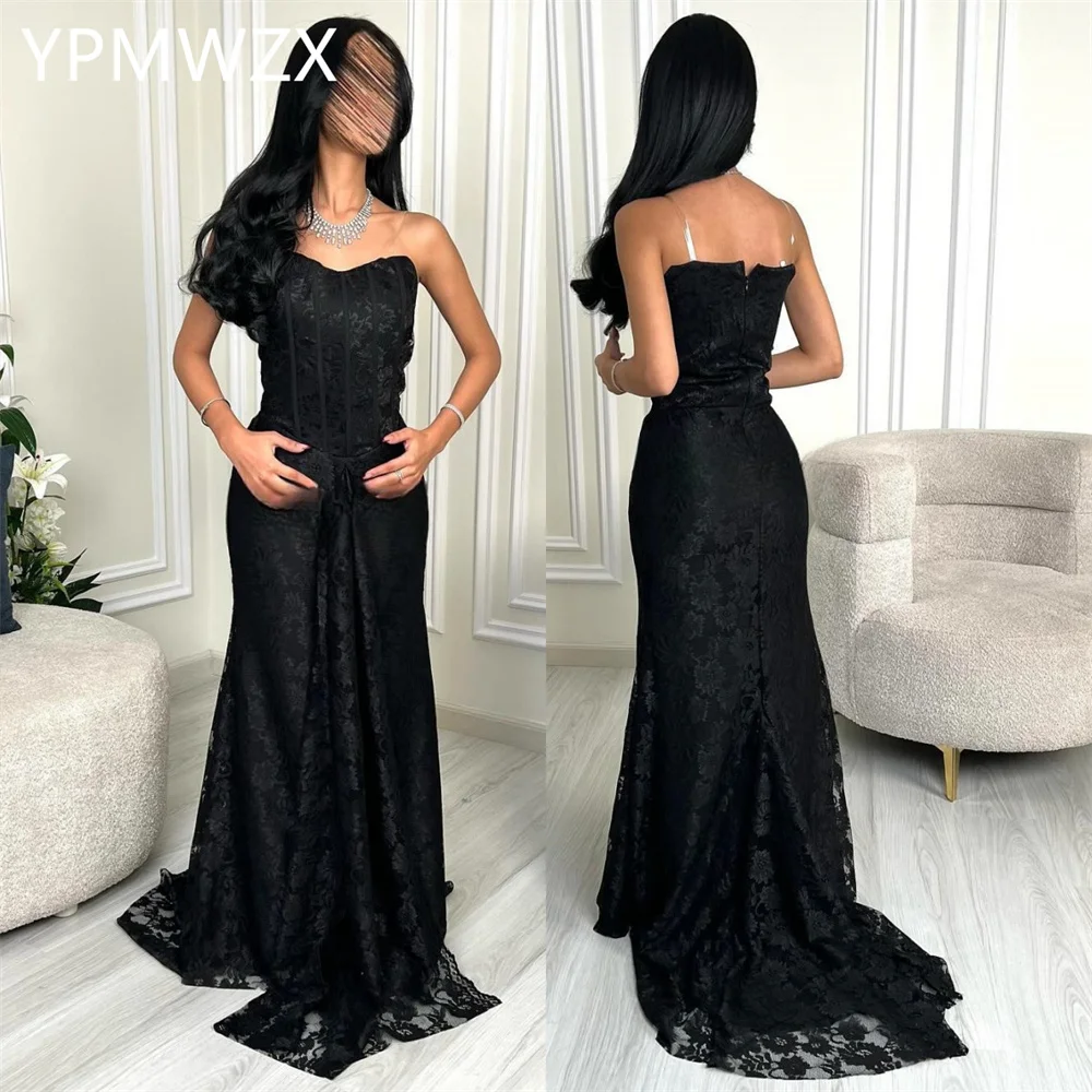 

Customized Party Dress Occasion Prom Gown YPMWZX Sheer Straps Column Floor Length Skirts Bespoke Dresses Evening Forma