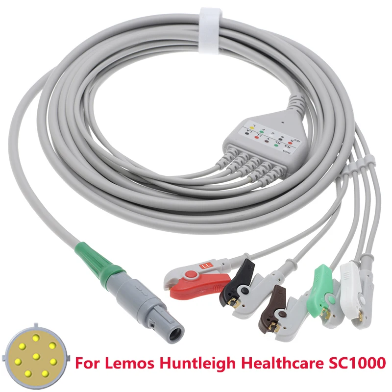 

Compatible With Lemos 8 Pins Huntleigh Healthcare SC1000 Multi-Parameter Patient Monitor 3/5 Lead ECG Electrode Leadwire Cable