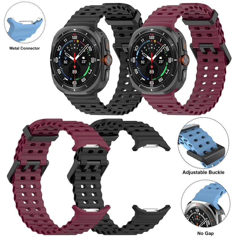 Marine Band For Samsung Galaxy Watch Ultra 2025 47mm silicone Bracelet Ocean Watchband Sport correa Galaxy watch 7 8 Ultra Strap