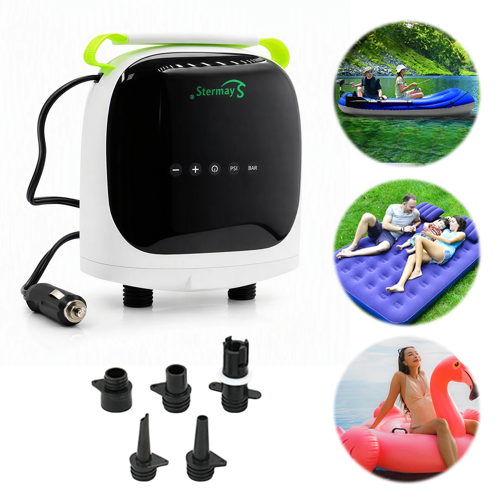 Electric Air Pump 20PSI Paddle Board Pump Dual Stage Inflation Auto-Off Portable SUP Pump for Inflatable Boats Mattress