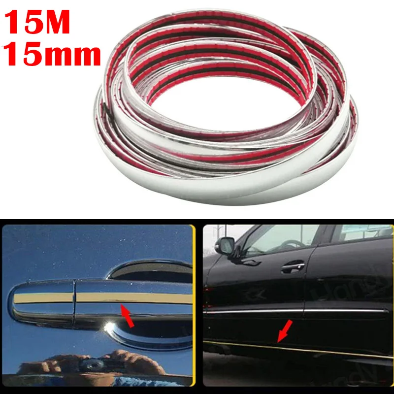 

15Mx15mm Car Exterior Trim Sealing Strip Rubber Material Waterproof Anti scratch Door Cover Car Accessories Decorative Chrome