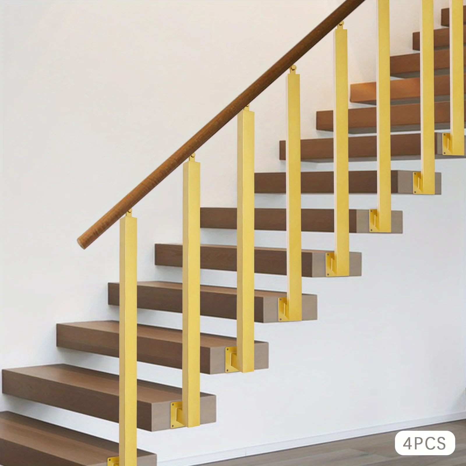 85cm階段手すり側面取り付け4個 - ゴールデンカラー、階段、ヴィラ、玄関、廊下に最適