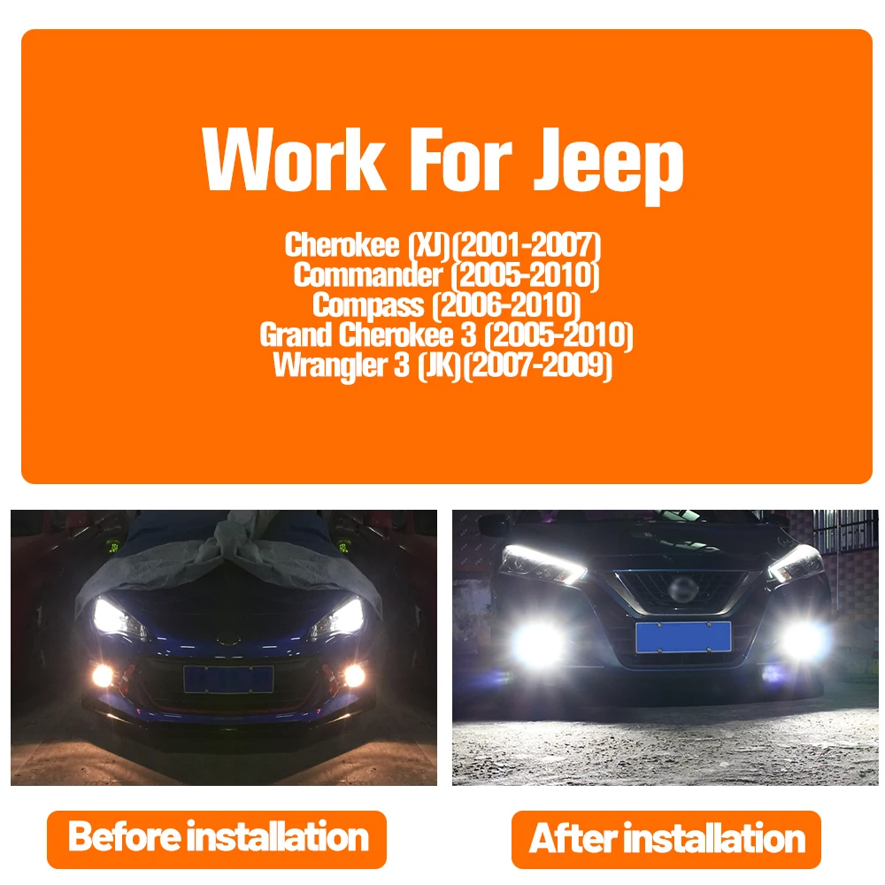 2 قطعة LED الضباب ضوء لمبة مصباح Canbus H10 9145 ل جيب شيروكي XJ قائد البوصلة 2006-2010 جراند شيروكي رانجلر 3 JK