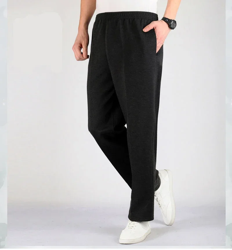 Men's Plus Size Loose Knit Cotton Sports Trousers Thick Material Spring Jogging Street Running Pants Big