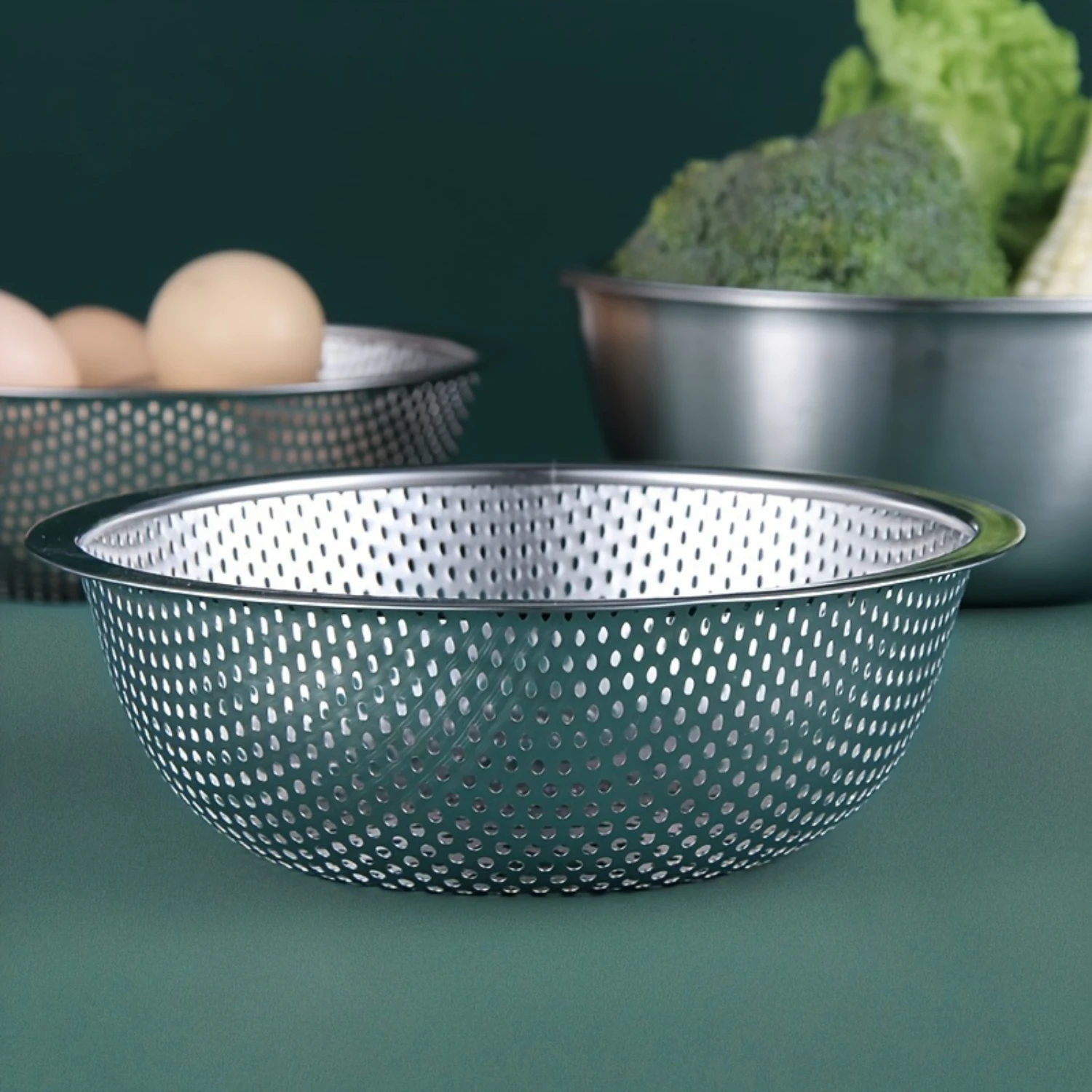 1pc Stainless Steel Drain Basket and Colander Strainer for Kitchen - Ideal for Pasta, Vegetables, Rice, Fruit, and More - Kitche