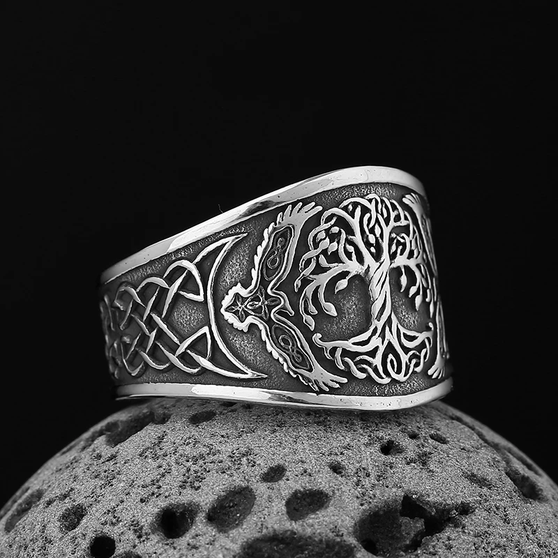 2024new 316l Roestvrij Staal Noord Viking Boom Van Het Leven Ring Voor Man Vrouwen Vintage Sieraden Goed Gepolijst Ontwerp Vriendje Cadeau