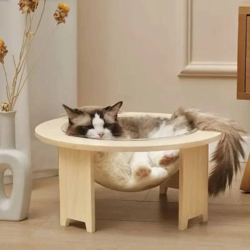 

Home Wooden Cat Cabin Four Seasons All-purpose Pet Bed Scratching Climb Removable Wooden Cat Scratch Tree Pet Supplies