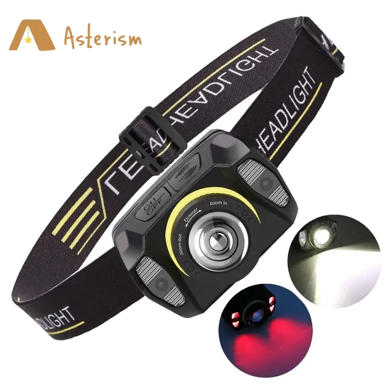 

LED Intelligent Motion Sensor Sensing Headlamp Wide Beam HeadLight Usb Rechargeable Torch FlashLight Outdoor Fishing Flash Lamp