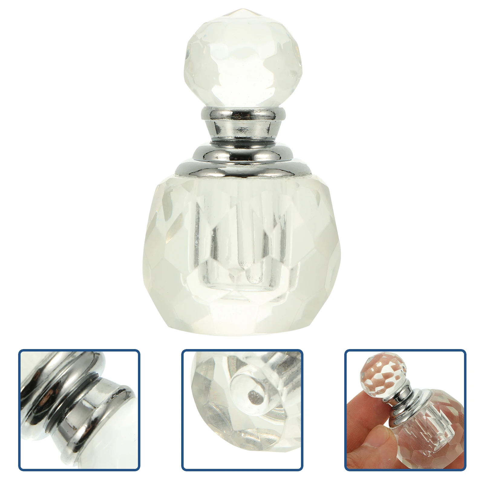 

Faceted Crystal Perfume Bottle Glass Vintage Transparent Dispenser Reusable Storage Container Travel Size Refillable Empty