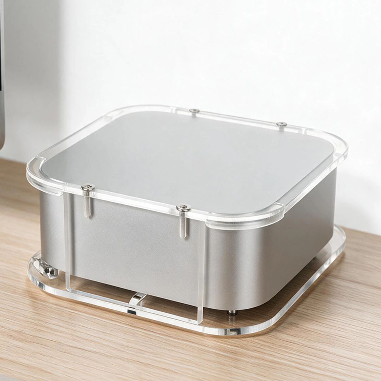Clear Transparent Acrylic Stand for Mini M4 Pro Wall Mount Bracket Under Desk Holder Curved Slot Screws Included