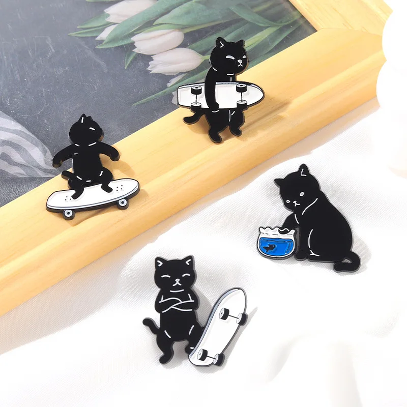 Broche de gato y perro para monopatín, insignia de esmalte, Pin de solapa, Shiba Inu