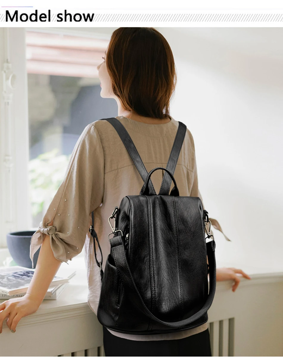 Luxury Brand Anti-Theft Women's Backpack High-Quality Leather Sac a Dos SchoolBag Knapsack for Female