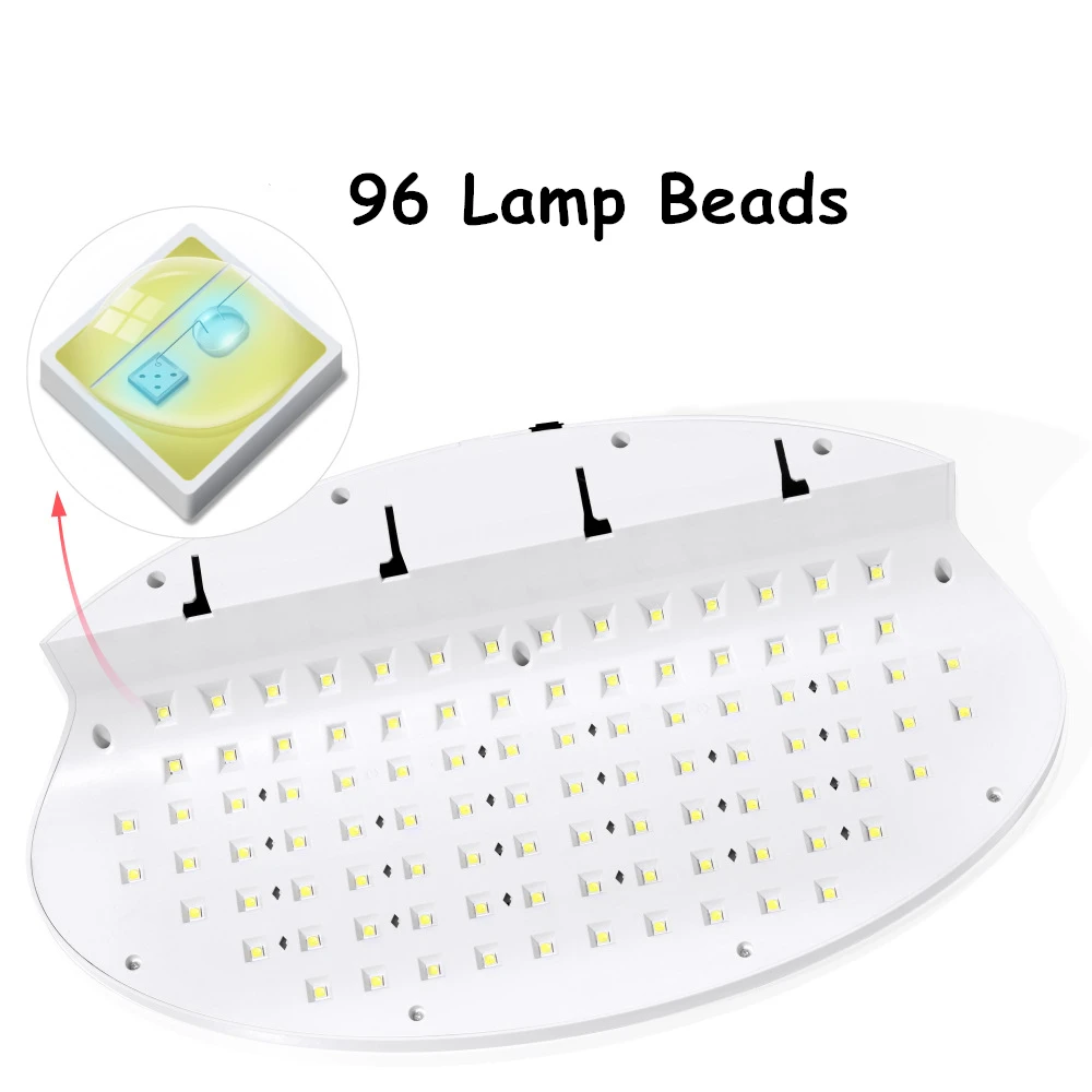 Grande lâmpada UV secador de unhas para manicure e pedicure, secador de unhas, ferramenta com 5 configurações do temporizador para gel de unhas, cura rápida, 96 LEDs UV, 256W, profissional