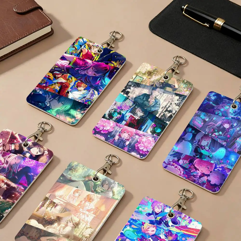 Anime P-project S-Sekai PU Leather Card Holders Anti-lost Protective Cover Cases Cards